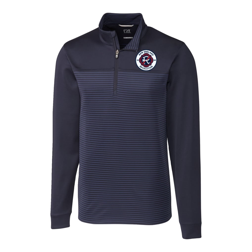  New England Revolution Cutter & Buck Traverse Stretch Eco Stripe Quarter-Zip Pullover Top - Navy